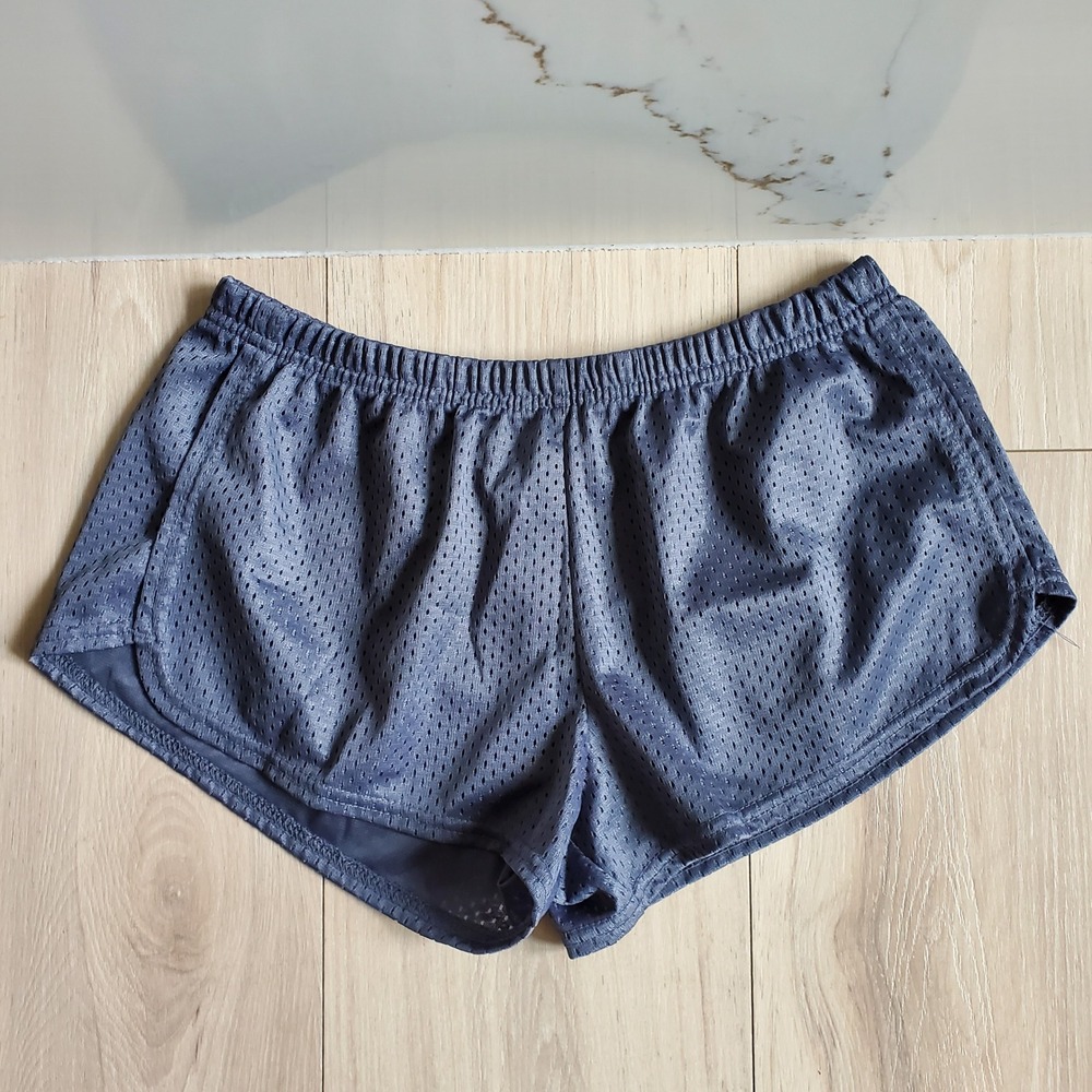 Soffe Mesh Shorts Womens M Gray Low Rise Elastic Waist Cheer Running Gym 90s